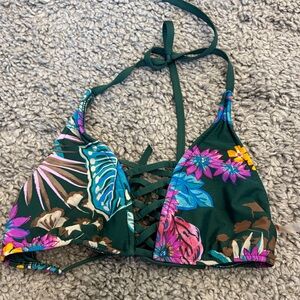 Floral Lace-Up Bikini Top